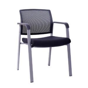 silla visita respaldo malla, asiento negro tapizado