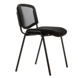 silla visita negra tapizada, respaldo malla