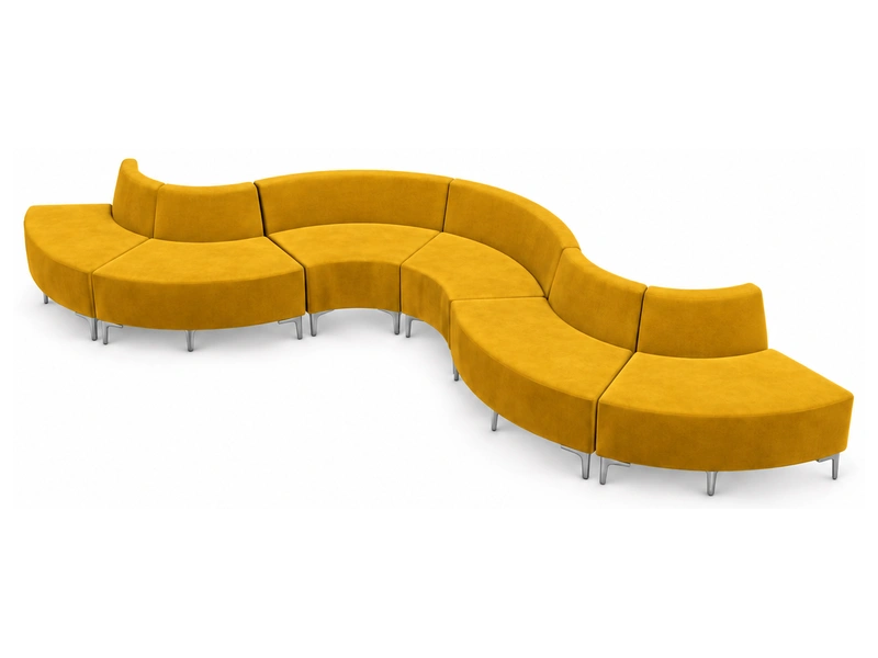 Sofá modular curvo color mostaza para recepción