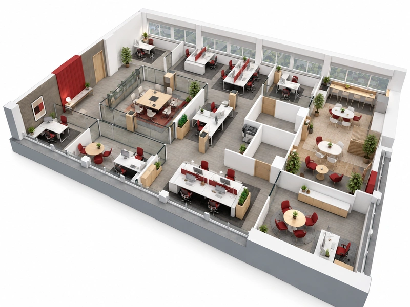 Render 3D de propuesta de habilitación de oficina